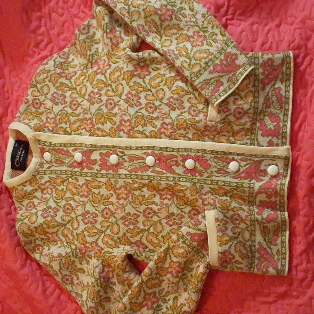 Vintage 1960s Catalina Jacquard Sweater Cardigan